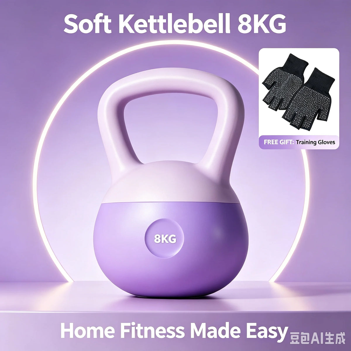 Women Soft Kettlebell 17.64 lbs Soft Bottom Kettlebell for Home Fitness Weight Training Equipment with Free Fitness Gloves