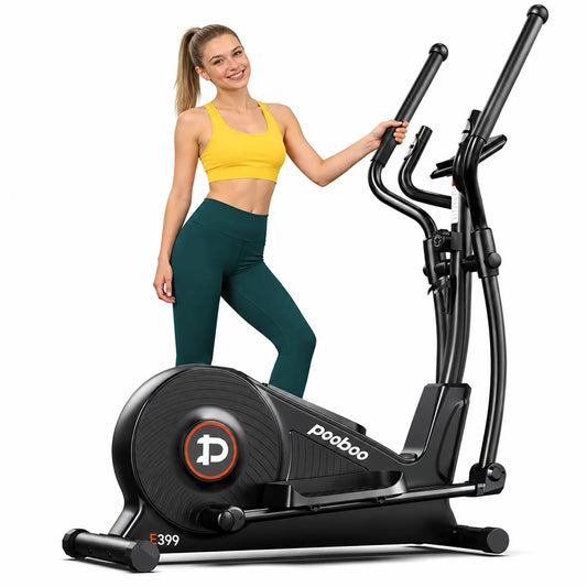 Pooboo Elliptical Machine, Elliptical Exercise Machine with 16-Level Resistance&Quiet Magnetic Driving System,15-17IN Stride,350LB Capacity