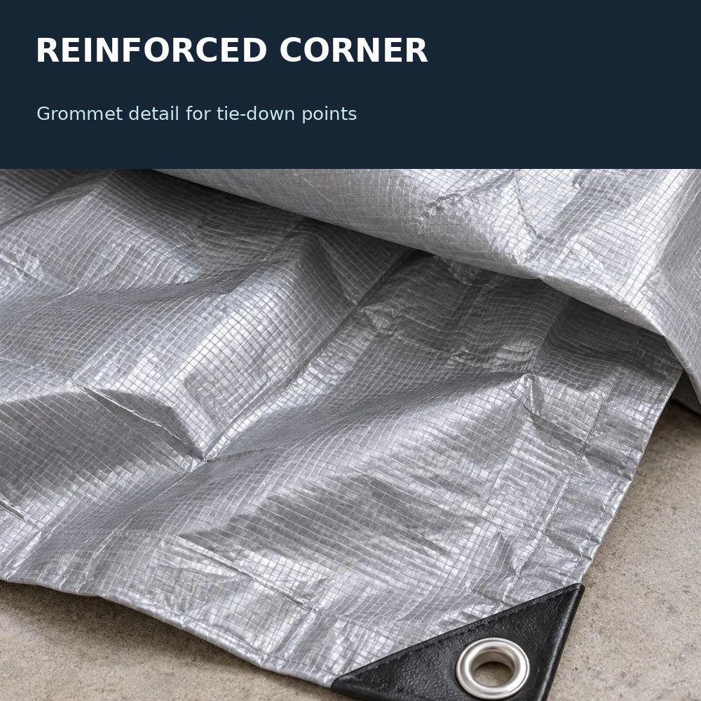 Zoe Waterproof Tarp With 20 Cm Ground Stakes And 5 M Tie Down Rope For Securing Outdoor Covers PE Tarpaulin With Grommets For Patio Furniture Firewood And Yard Equipment