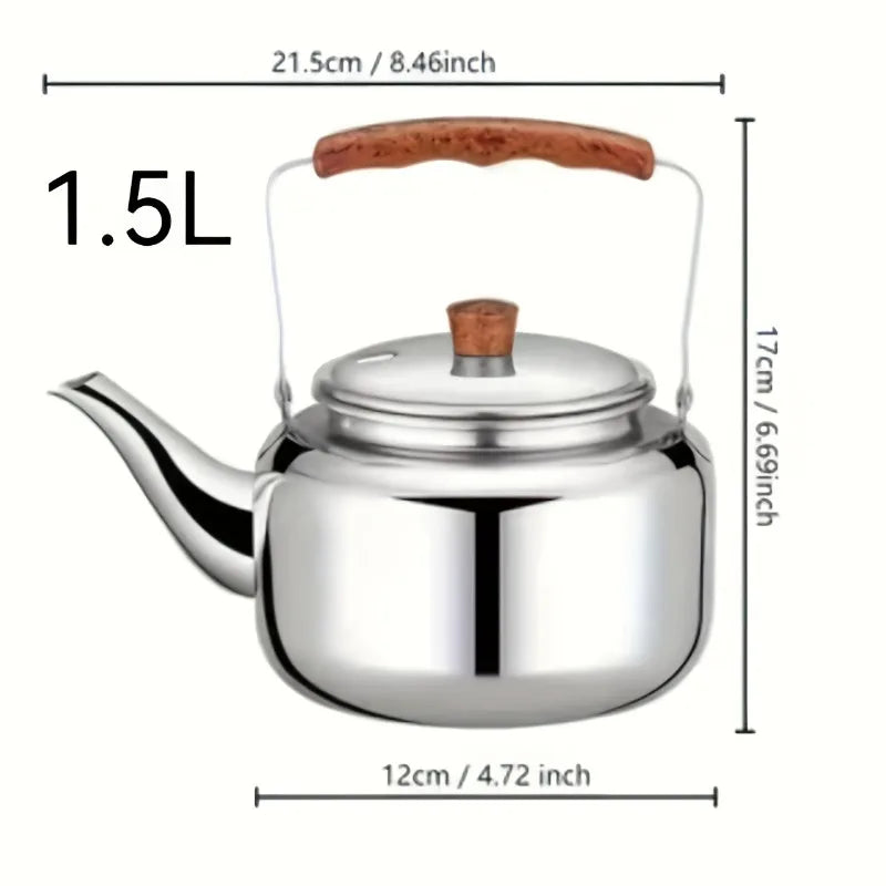 1Pc Compact Stainless Steel Kettle Coffee Pot Simple Teapot Shape No Electricity Needed Portable for Indoor Outdoor Camping Kitchen Office Use