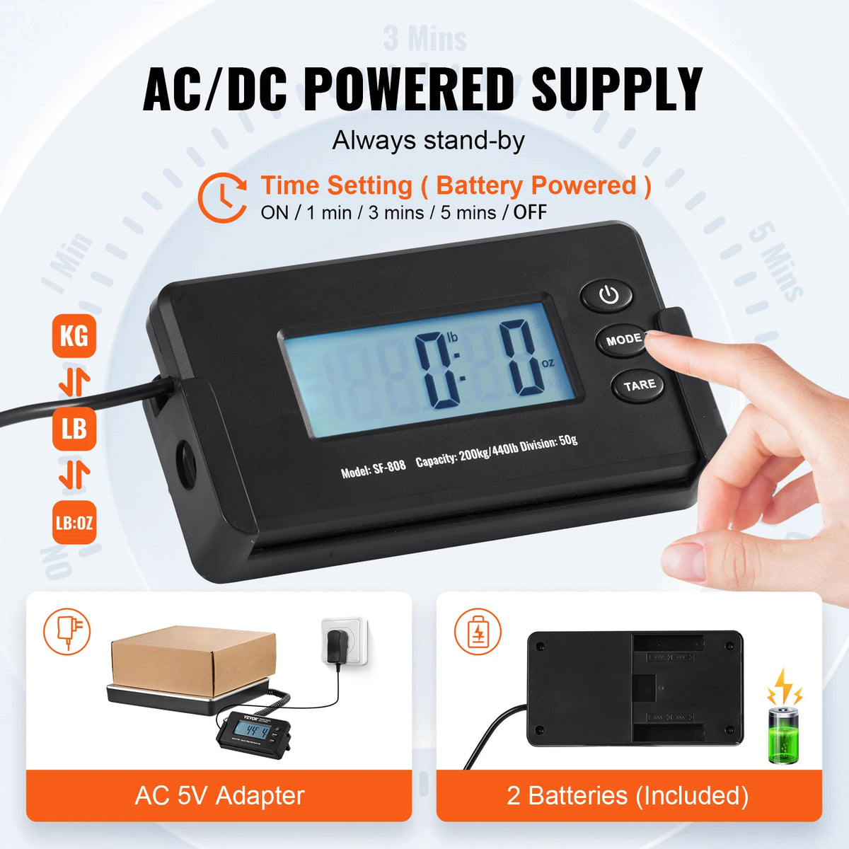 SucceBuy Digital Shipping Scale With Tare Function And LCD Screen