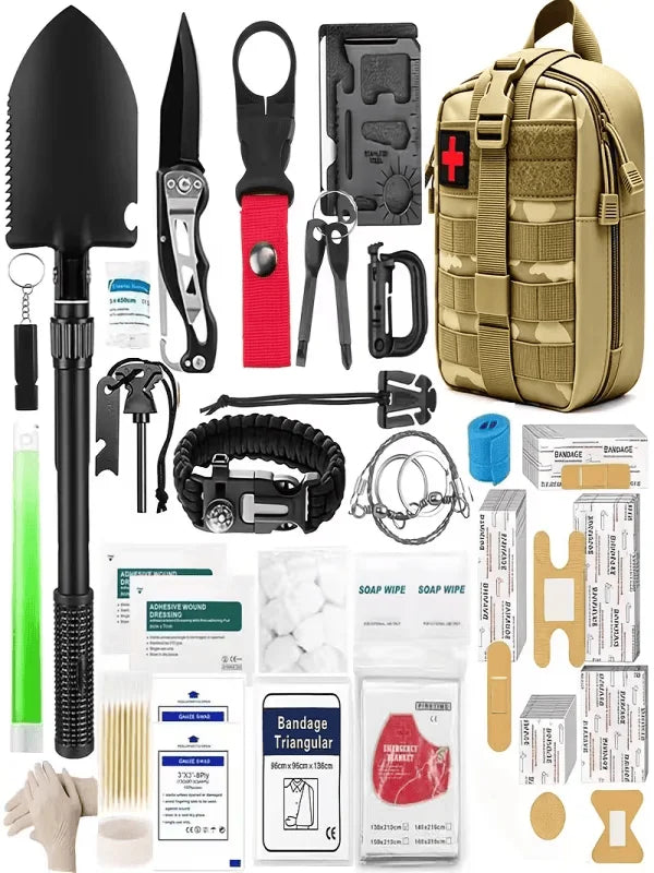 258-Piece Emergency Survival Kit Portable Travel First Aid Kit Car Camping Gear Tactical Hiking EVA Bag Office Boat Accident Pack