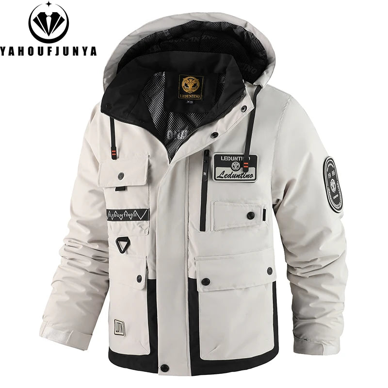 2025 Autumn Winter Men Outdoor Leisure Warm Cotton Jacket Men Detachable Hooded Windbreak Fashion Brand Loose Jacket Male Coat