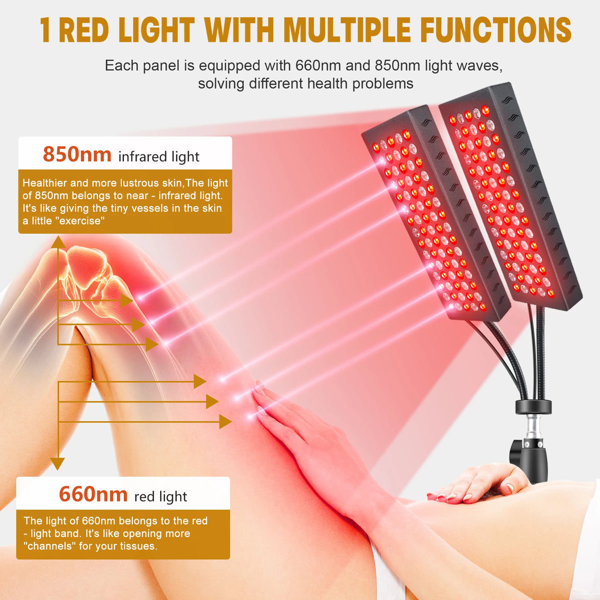 Updated Red Light Therapy Panel for Face Body Device Dual-head 150 Leds Lamps for Face Waist Back Shoulder Muscle Pain Relief Relax Skin Care Infrared Light