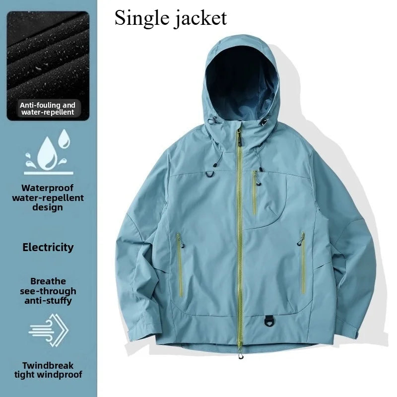 Empty Mountain Rain Hard Shell Windproof and Waterproof Functional Outdoor Three-in-One Hooded Mountaineering Jacket Men Women