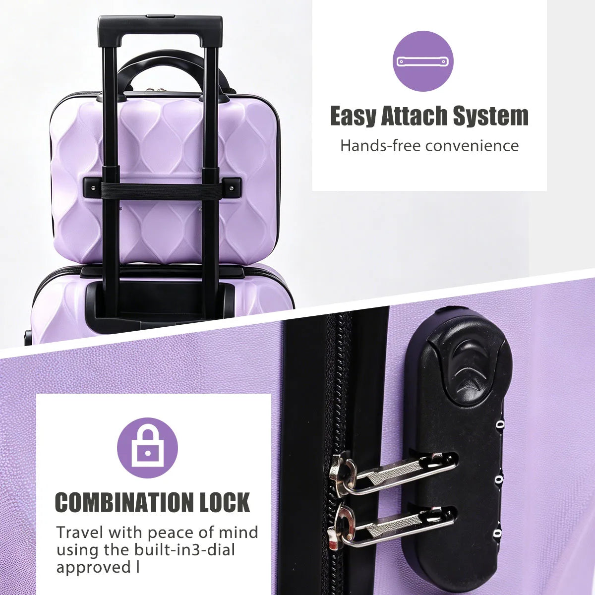 2 Piece Hard Shell Luggage Set, 20 Inch Carry On Suitcase with Cosmetic Case, 360° Spinner Wheels TSA Lock Lightweight Travel Luggage for Airplane Trips