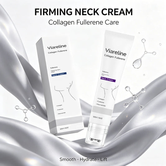 Collagen Fullerene Neck Cream Niacinamide Brightening Jawline Tighten Lift Firming Anti-Wrinkle Neck Care Moisturizing Cream with Rollers