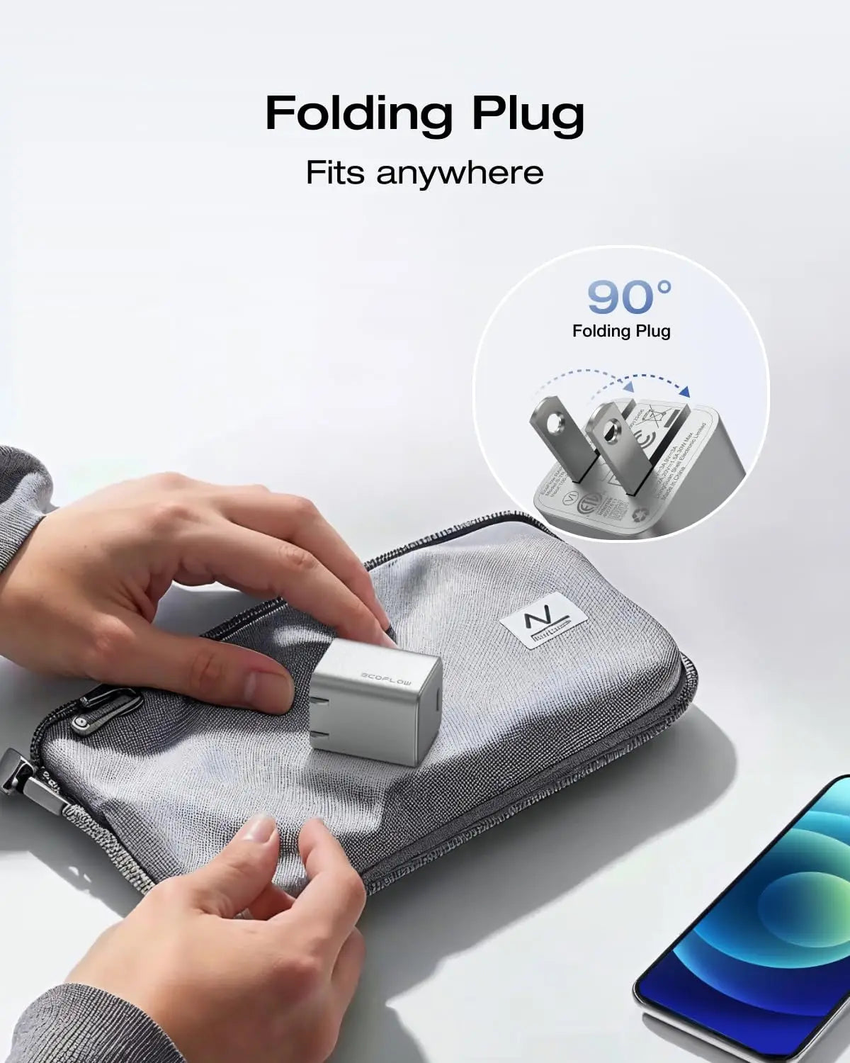 EcoFlow GaN USB C Charger With Foldable Plug For Devices
