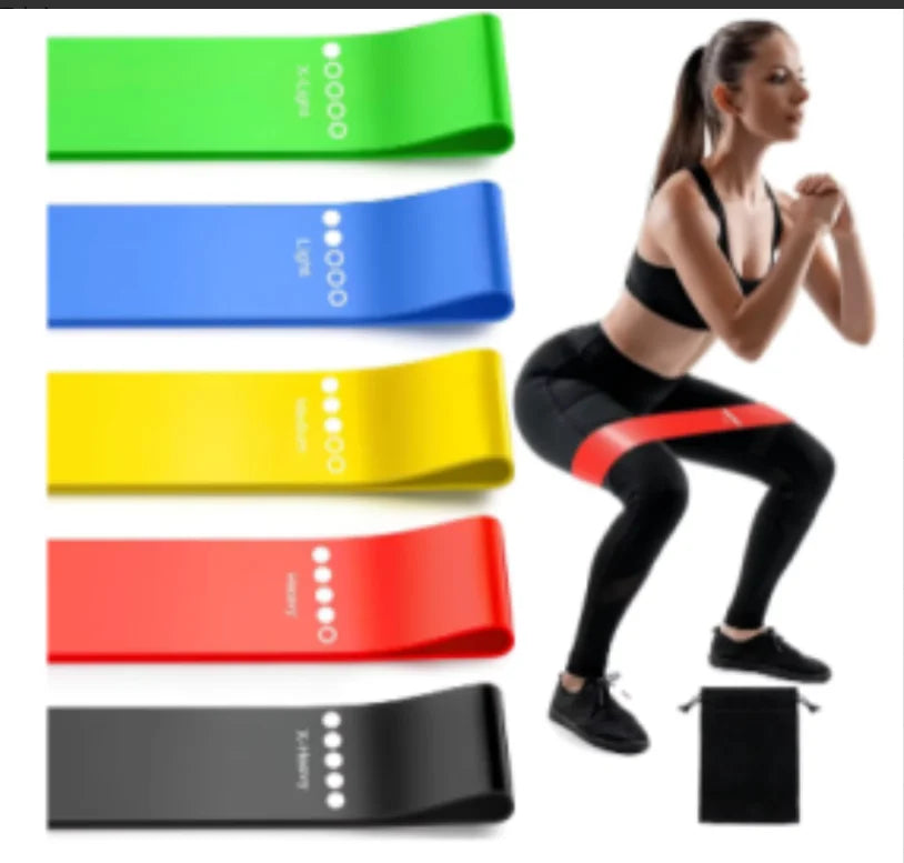 TPE Resistance Bands Set 5 Levels, Elastic Exercise Loops for Yoga Squat Arm Leg Glute Shaping, Home Gym Workout