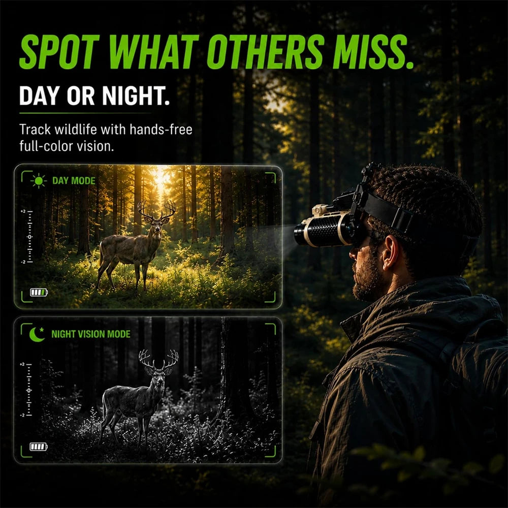 V6 Infrared Night Vision Binoculars Goggles 4K 8X Digital Zoom Head Mounted Telescope 32GB Memory Card,Photo & Video For Hunting