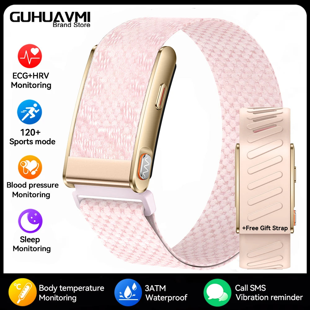 2026 New Screenless ECG+PPG Health Smart Bracelets 24/7 Heart Rate SpO2 Blood Pressure Body Fat 3ATM Fitness Tracker Smart Band