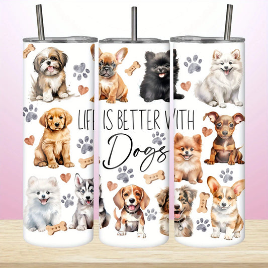 1pc/20oz/590ml/Funny Pets Dog Tumbler,Travel Mug Gift for Dog Lover, Father's Day Birthday Gift for Dad Mom Friend Sister,Dog Owner Gifts, Dog Gifts for Women, Dog Themed Gifts,Insulated Travel Coffee Mug,Birthday Gift Christ