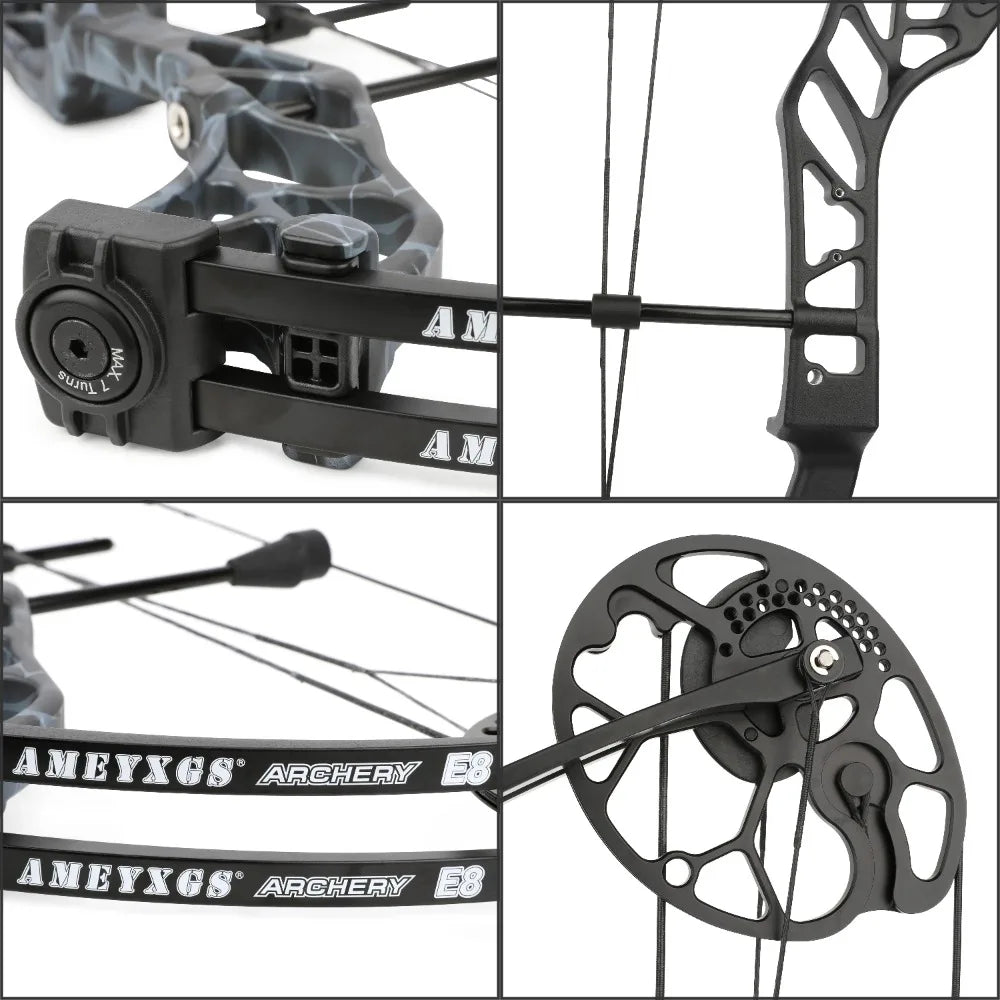 19‑70Lbs Adjustable Archery Compound Bow 320FPS Aluminum Alloy Riser Dual Cam Without Bow Press Needed Right Hand for Hunting Shooting Activities