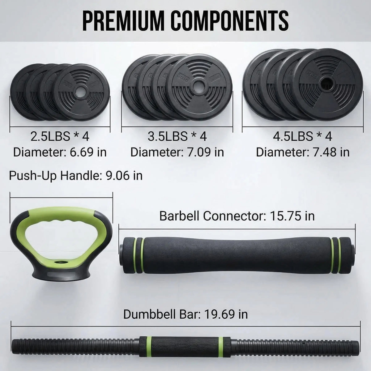 Adjustable Weight Set 44 Lbs, 4-in-1 Dumbbell Set and Barbell Weight Set for Home Gym, Converts to Kettlebell & Push-Up Stand, Free Weights Dumbbells Set for Men & Women Full Body Workout