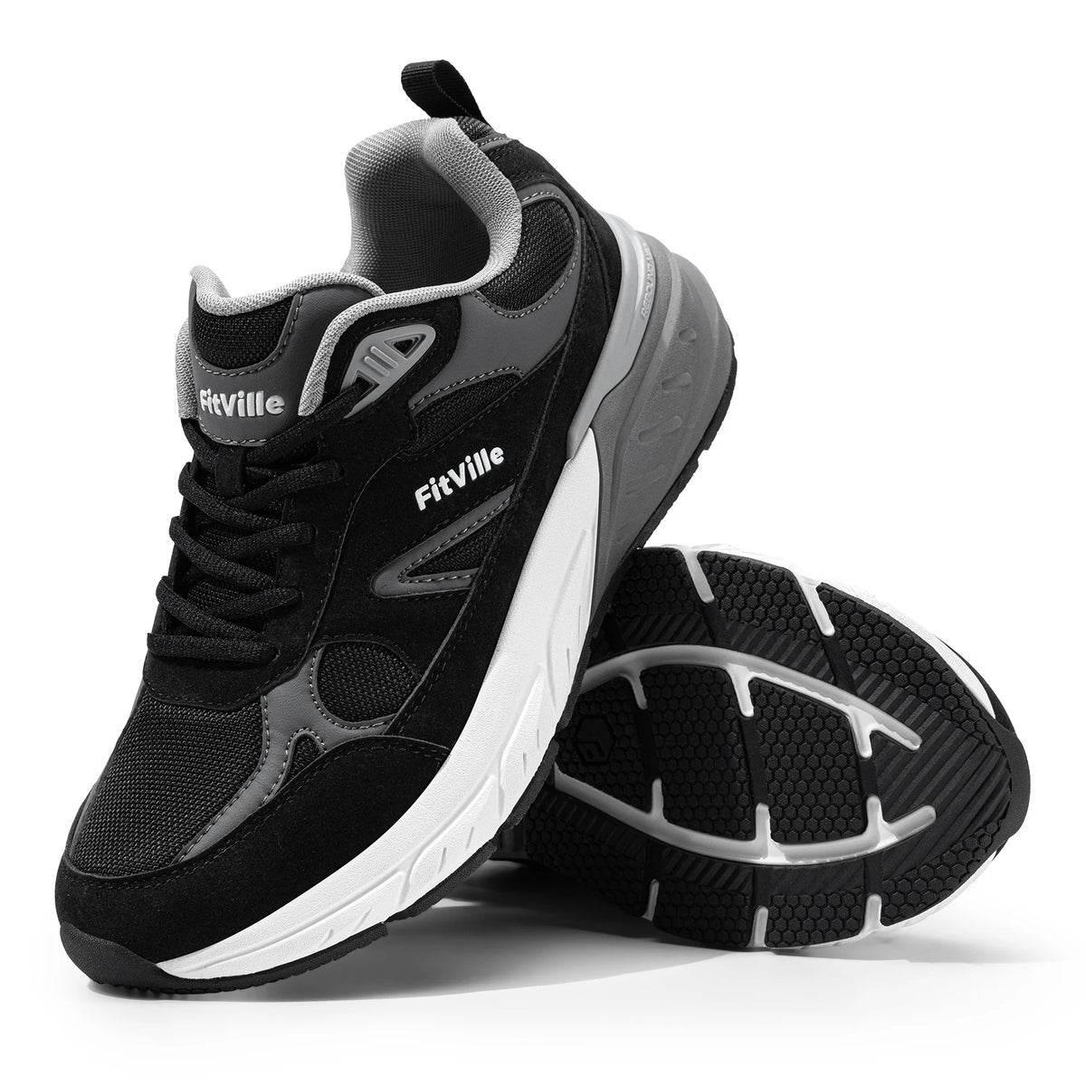 FitVille Mens Walking Shoes With Arch Support For Plantar Fasciitis