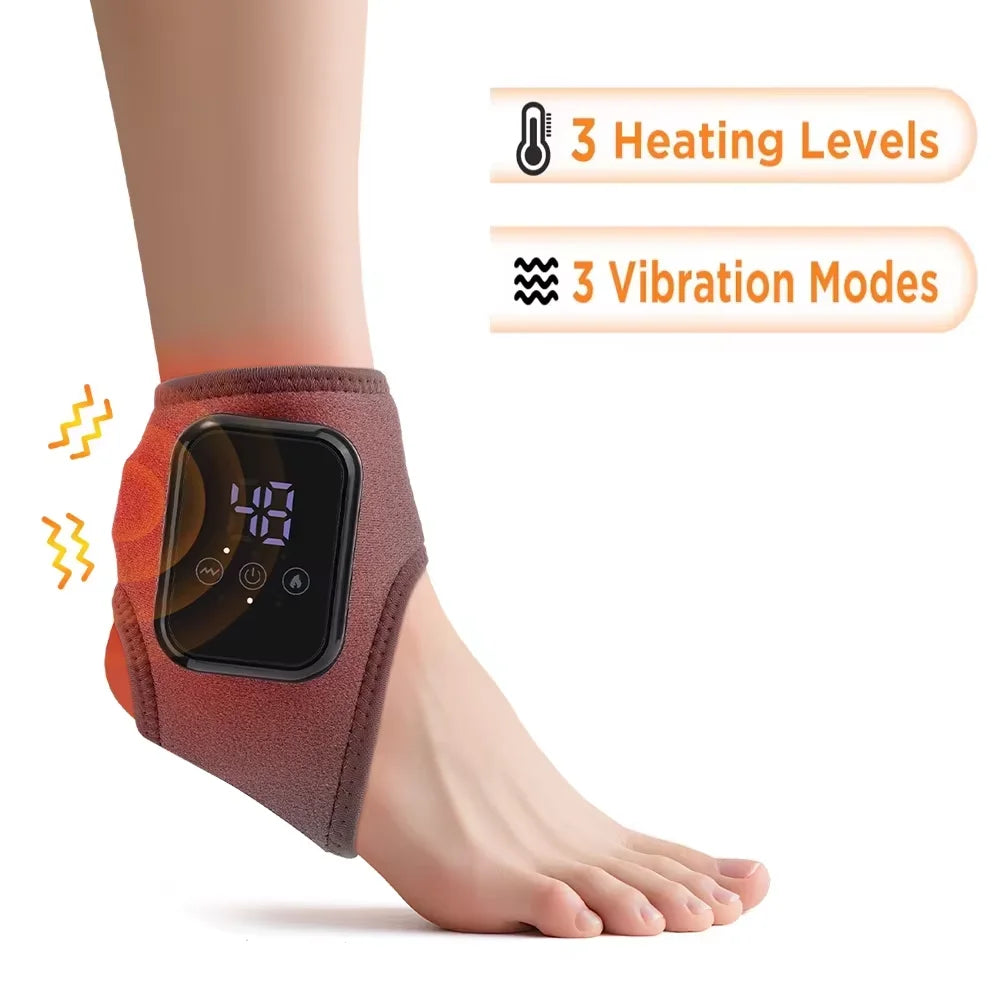 Electric 3-in-1 Ankle Calf Foot Vibration Massager 6 Levels Hot Compress Massage Ankle Brace Plantar Fascia Foot Muscle Relax