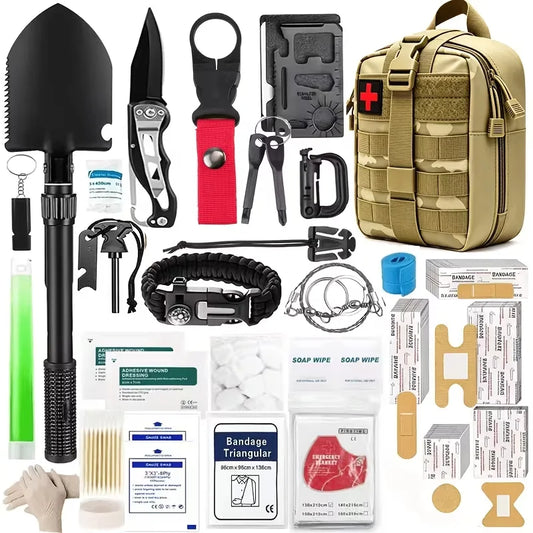 258-Piece Emergency Survival Kit Portable Travel First Aid Kit Car Camping Gear Tactical Hiking EVA Bag Office Boat Accident Pack