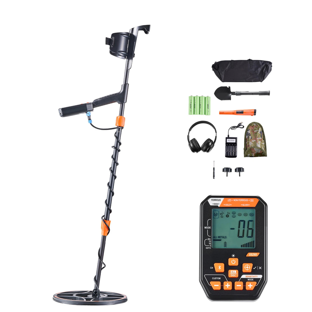 SucceBuy Waterproof Metal Detector 12” Accuracy Gold Detector Adults Display Wireless Headphones 7 Modes IP68 Treasure Hunting
