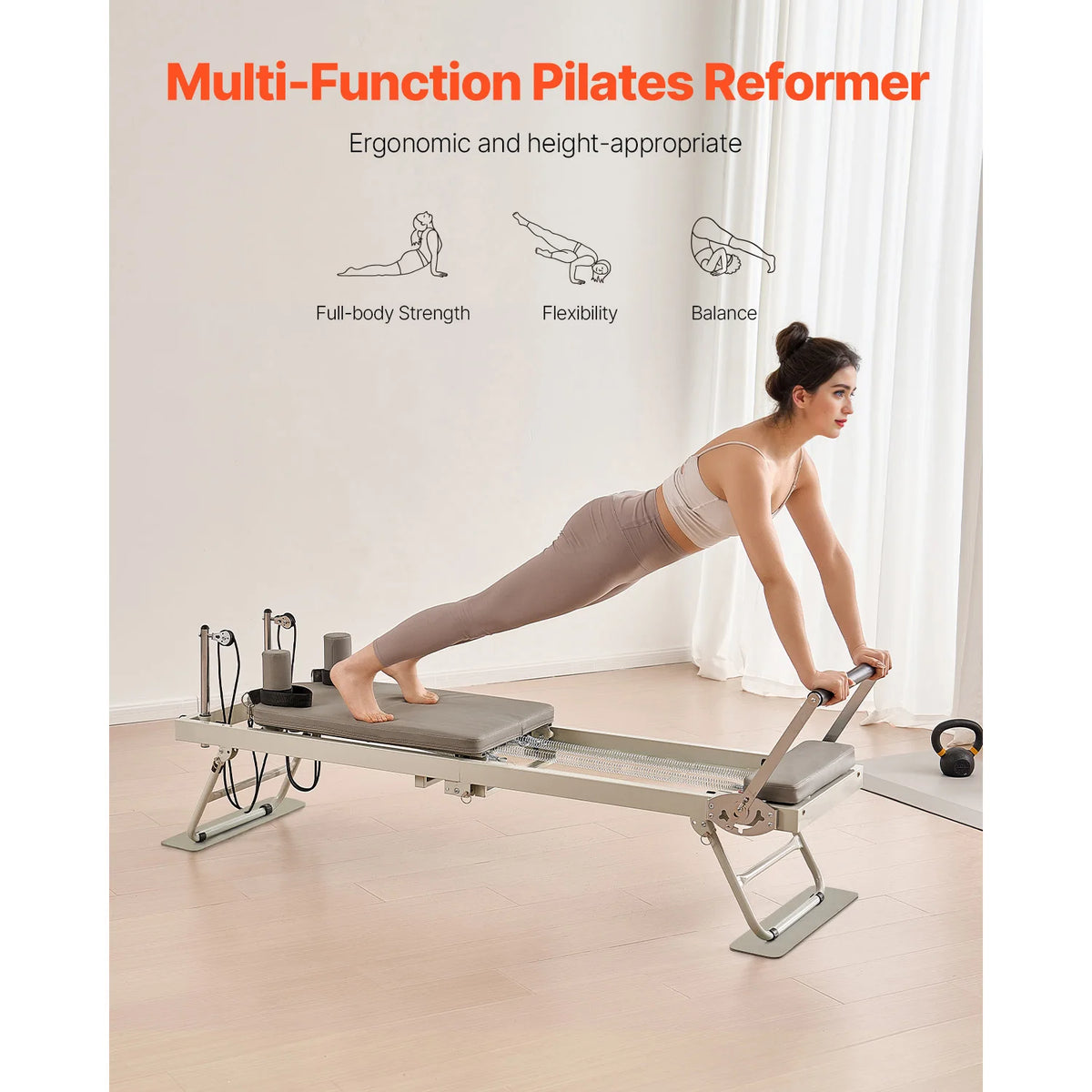 SucceBuy Foldable Pilates Reformer Machine for Home Gym Workouts