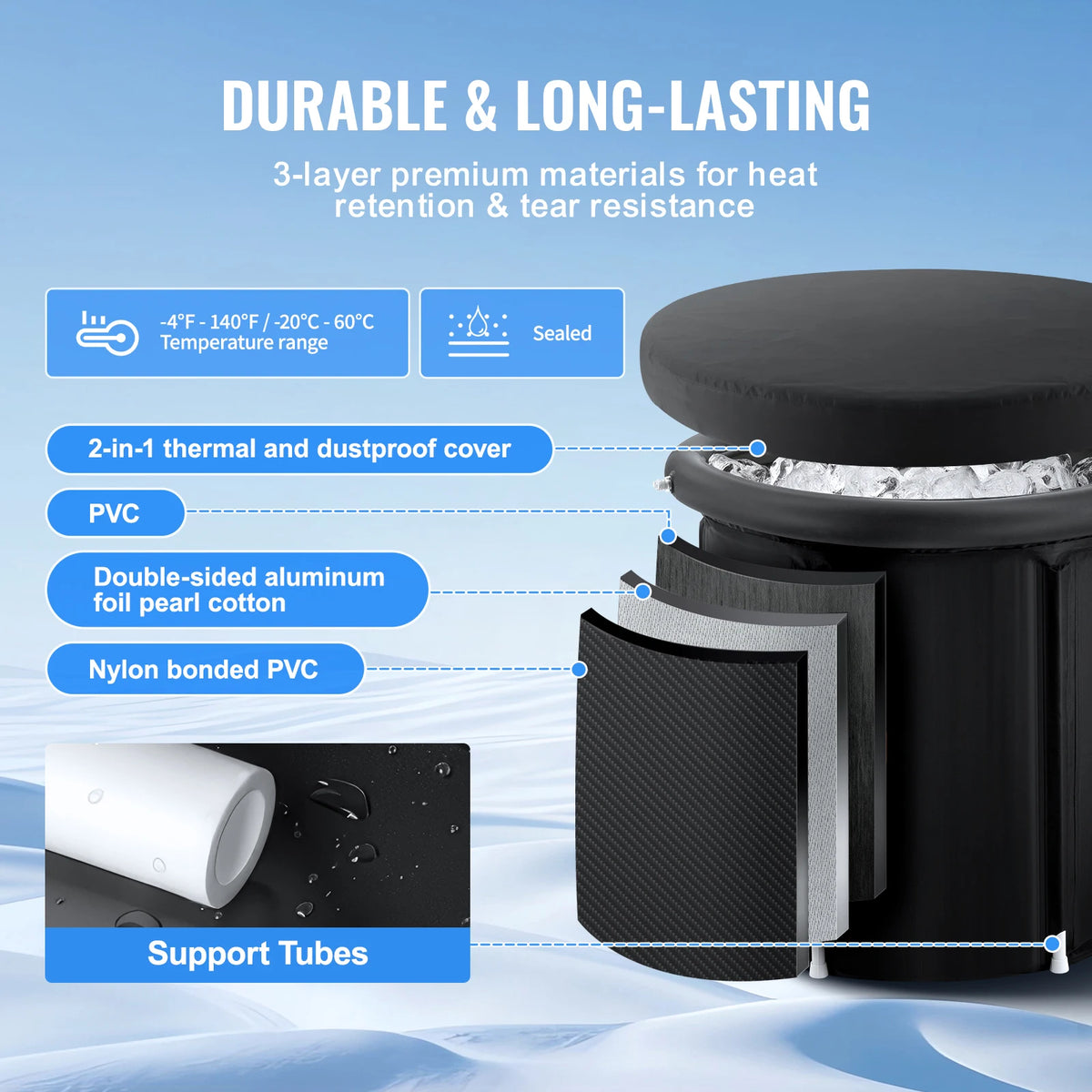 SucceBuy Portable Ice Bath Tub for Cold Water Therapy