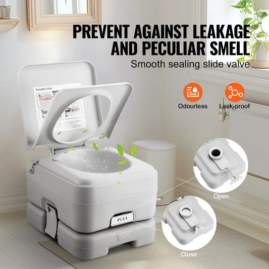 Portable Toilet for Camping with Carry Bag, RV Toilet with 3.2 Gal Waste Tank, Push-Button Pressurized Flush Commode, Leak-proo