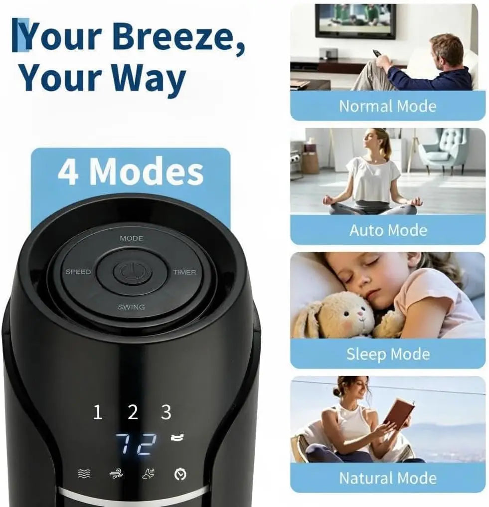 Quiet DC Motor Oscillating Tower Fan With Remote Control