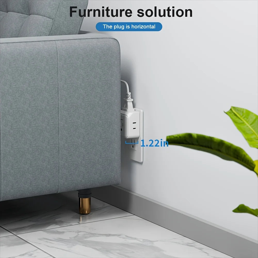 PUJIMAX Five Outlet US Plug Adapter Electrical Socket Splitter