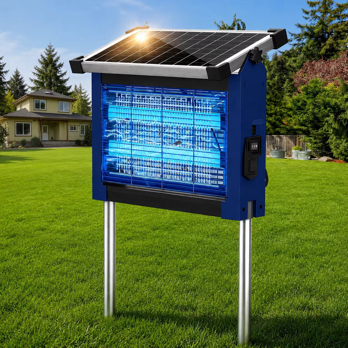 Solar Bug Zapper With 4500V Sensor For Mosquitoes And Flies