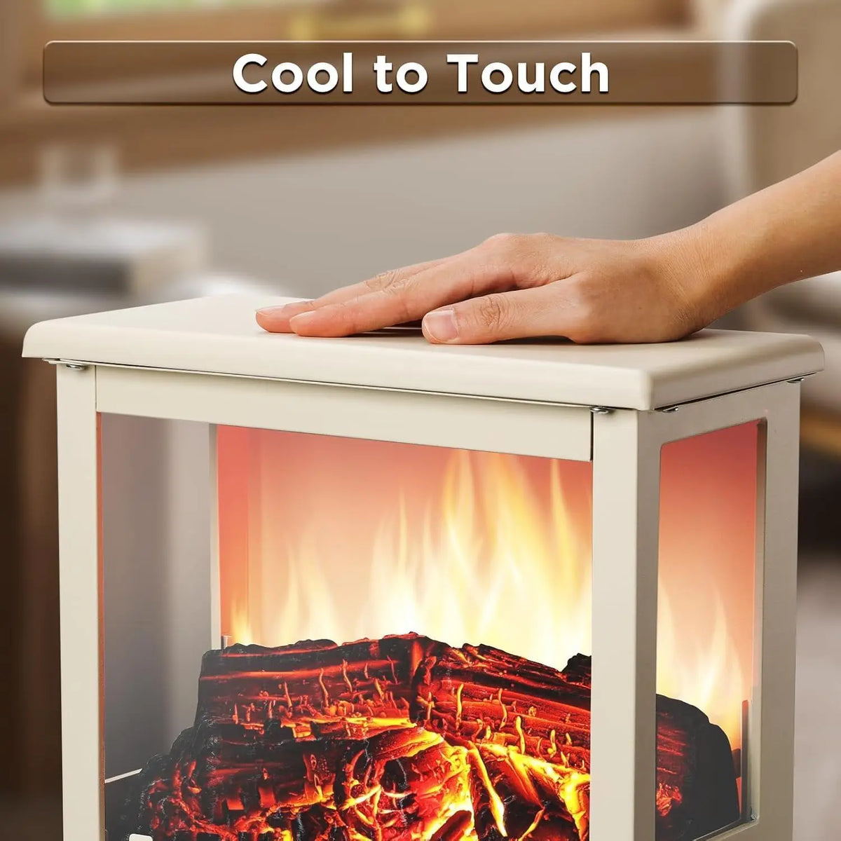 Tacleekii 19" 1500W Infrared Electric Fireplace Freestanding Heater 3-sided View, Realistic 3D LED Flames, 400-1000 Sq. Ft. Heating, Anti-overheating Tipping