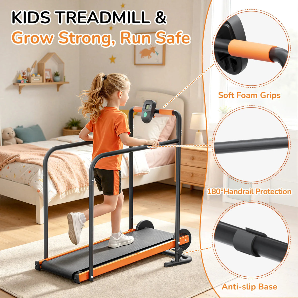 AKLUER Kids Self Propelled Walking Treadmill for Indoor Active Play