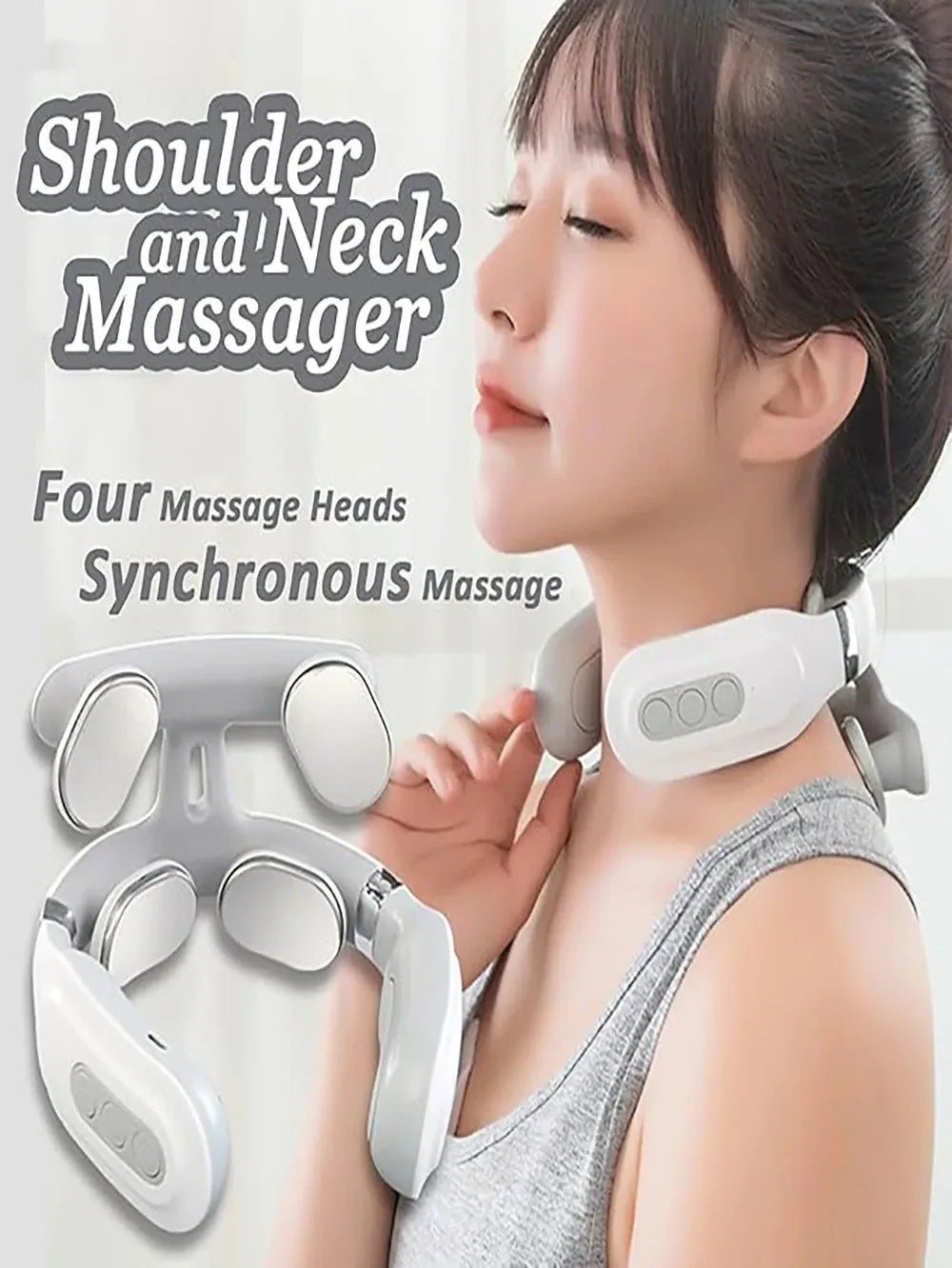 1 Piece Smart Portable Electric Neck Massager Rechargeable Neck Shoulder Massage Device for Muscle Relaxation Home Office Daily Fatigue Relief