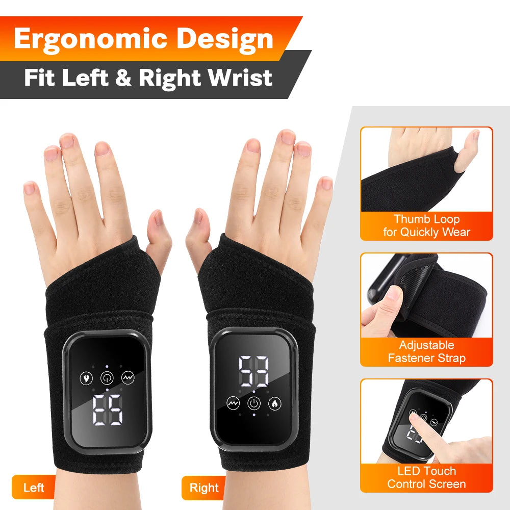 Electric Heating Wrist Massager Wrist Brace Protector Wrap Vibration Massage Relieves Tenosynovitis Carpal Tunnel Fatigue Relief