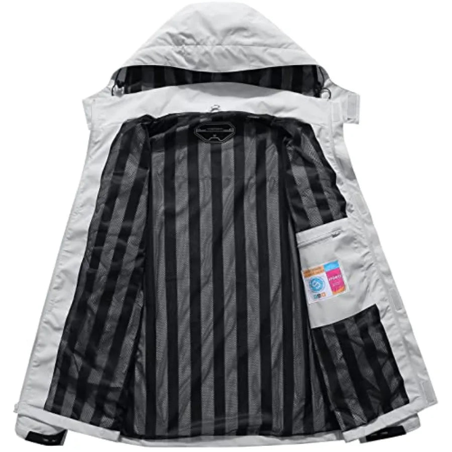 OTU Men's Lightweight Waterproof Hooded Rain Jacket Outdoor Raincoat Shell Jacket for Hiking Travel