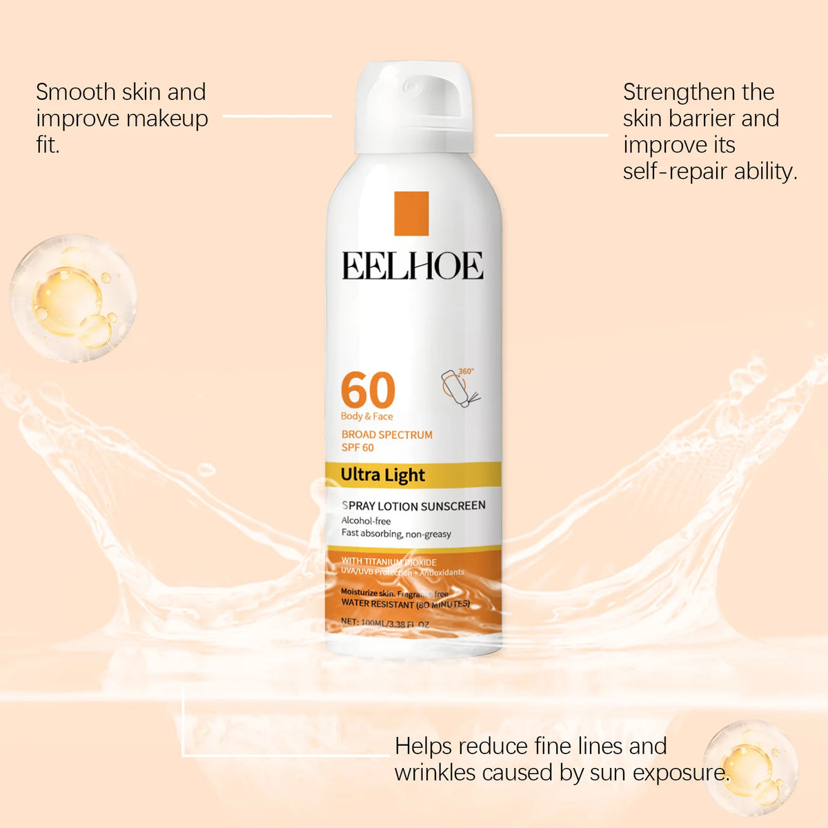 EELHOE Vitamin E Sunscreen Spray for Face and Body Protection