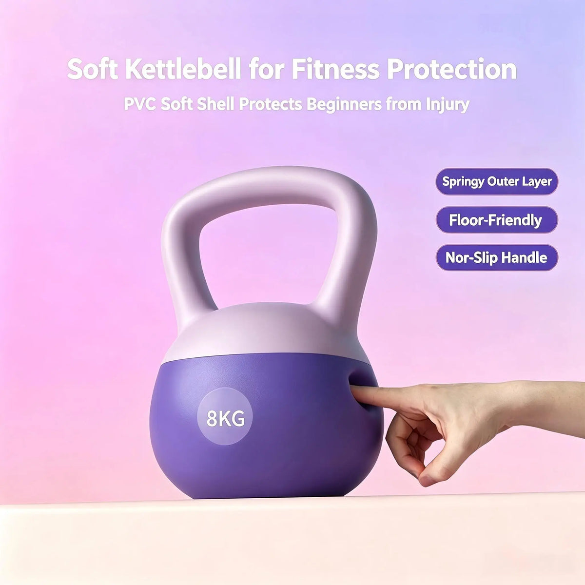Ladies soft bell, 11.02LB soft bottom bell, household fitness weight lifting equipment, free sports gloves.