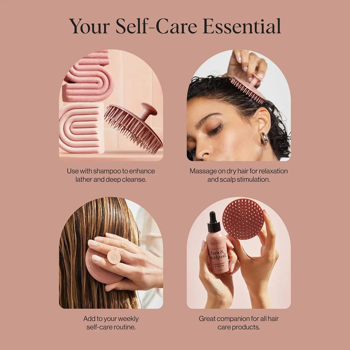 Scalp Massager for Hair Care - Scalp Scrubber, Shampoo Brush & Exfoliator for Scalps- Hair Scrubber for Relaxing Bath - Terracot