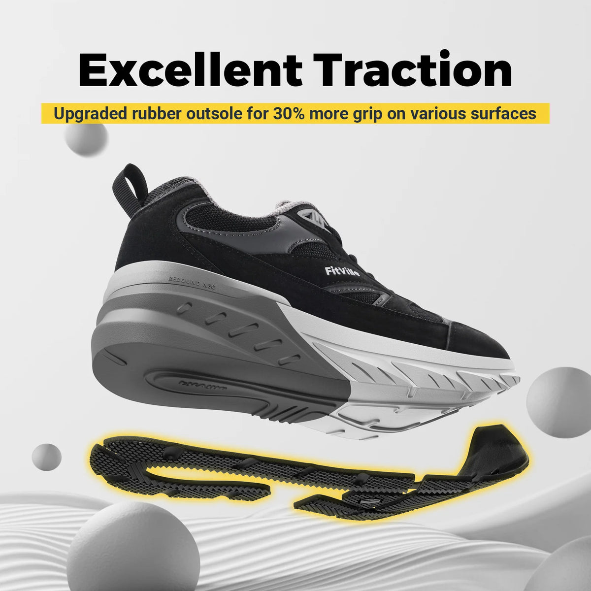 FitVille Mens Walking Shoes With Arch Support For Plantar Fasciitis