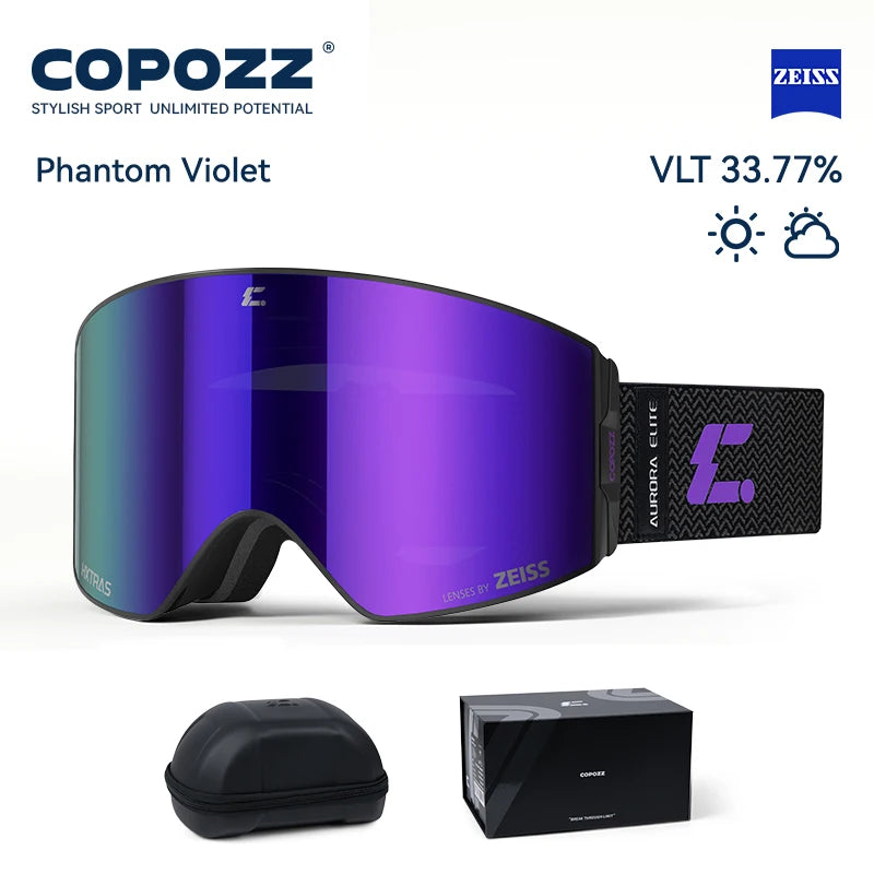 COPOZZ 2026 New ZEISS Lens Professional Ski Goggles Upgraded Magnetic Quick-Change Double Layers Anti-fog UV400 Snow Glasses