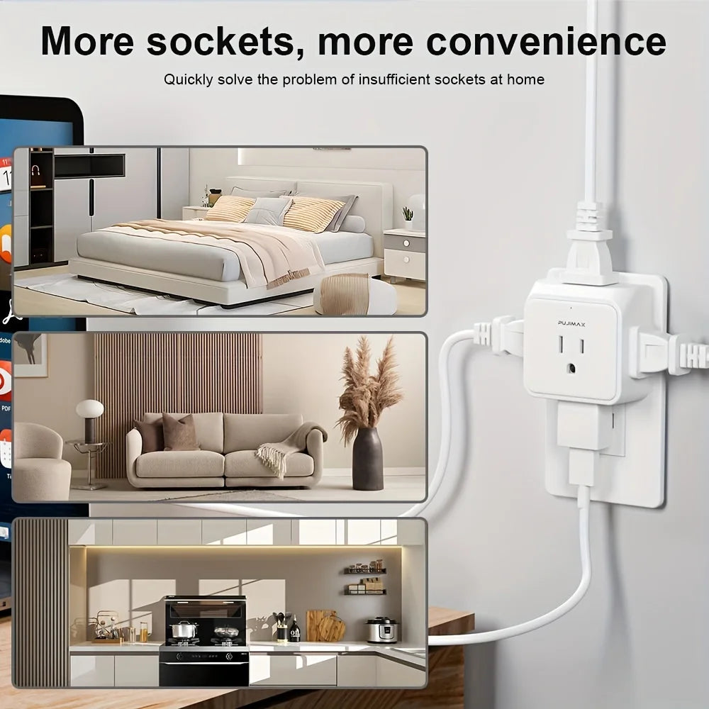 PUJIMAX Five Outlet US Plug Adapter Electrical Socket Splitter