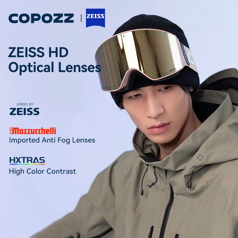 COPOZZ 2026 New ZEISS Lens Professional Ski Goggles Upgraded Magnetic Quick-Change Double Layers Anti-fog UV400 Snow Glasses