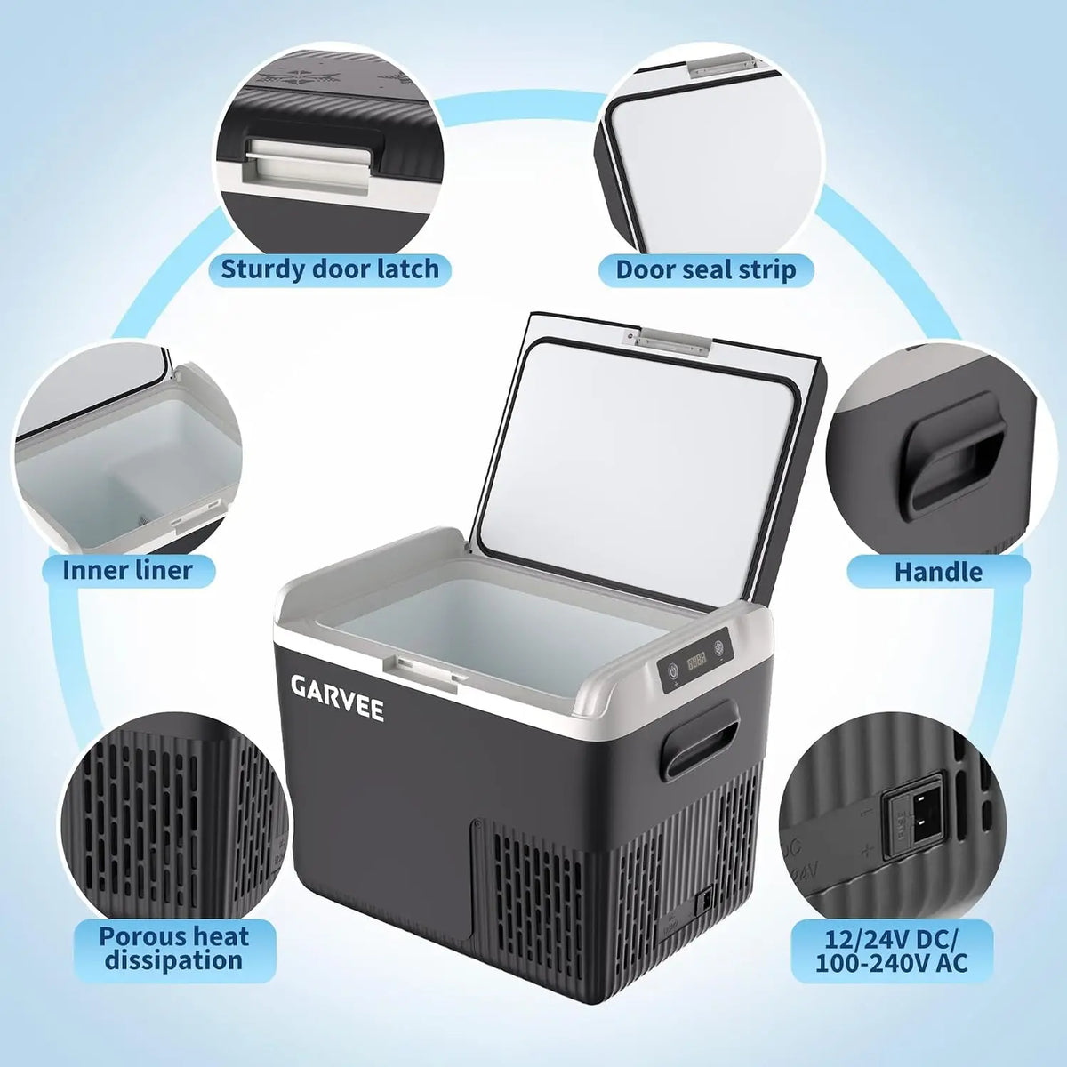 19QT Car Refrigerator Portable 12V Compressor Fridge Freezer -4°F to 68°F Electric Cooler 12/24V DC & 110-240V AC for Truck Drivers RV Travelers Campers Road Trips ﻿