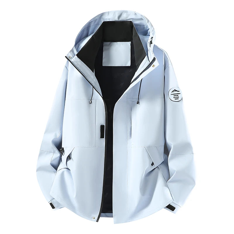 Unisex Waterproof Windbreaker Jacket Detachable Armband Hooded Outdoor Coat For Hiking Camping