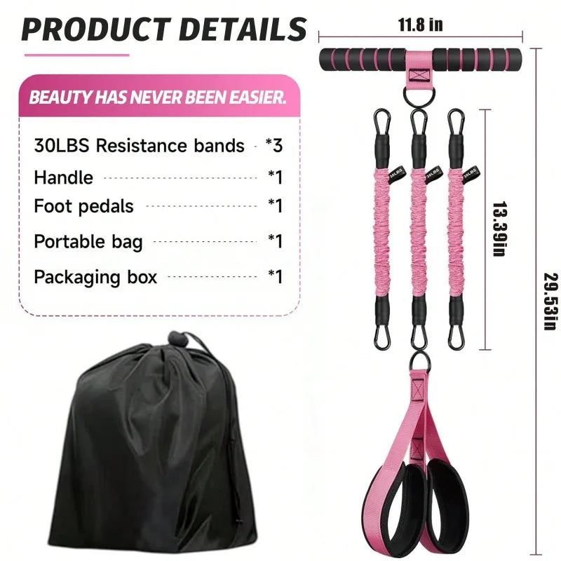 Upgrade Multifunction Pedal Resistance Band Workout Set, Elastic Pull Rope with Handles, Door Anchor & Foot Loops, Full‑Body Home Fitness Training Kit for Abdomen Waist Arm Leg, Pilates Equipment with Storage Bag