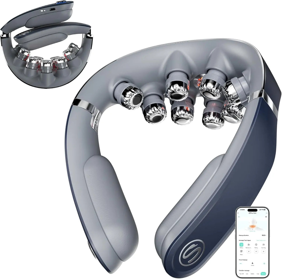 Foldable Neck Massager With Heat And Vibration For Muscle Relief