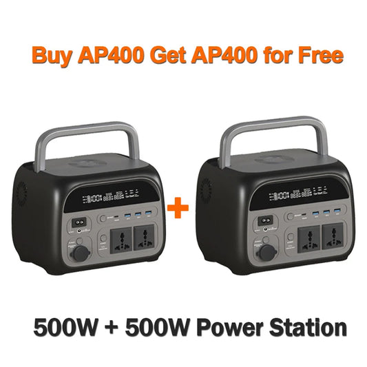 CTOLITY 500W Portable Power Station 345.6Wh Solar Generator LiFePo4 Batteries AC 220V Energy Storage Supply Camping 2PCS AP400