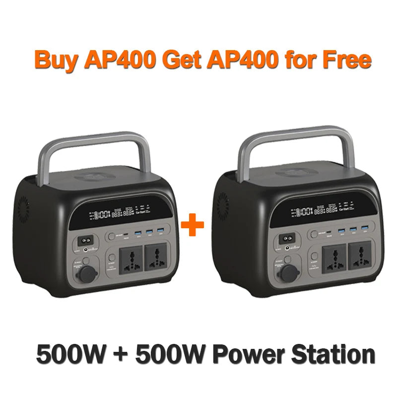 CTOLITY 500W Portable Power Station 345.6Wh Solar Generator LiFePo4 Batteries AC 220V Energy Storage Supply Camping 2PCS AP400
