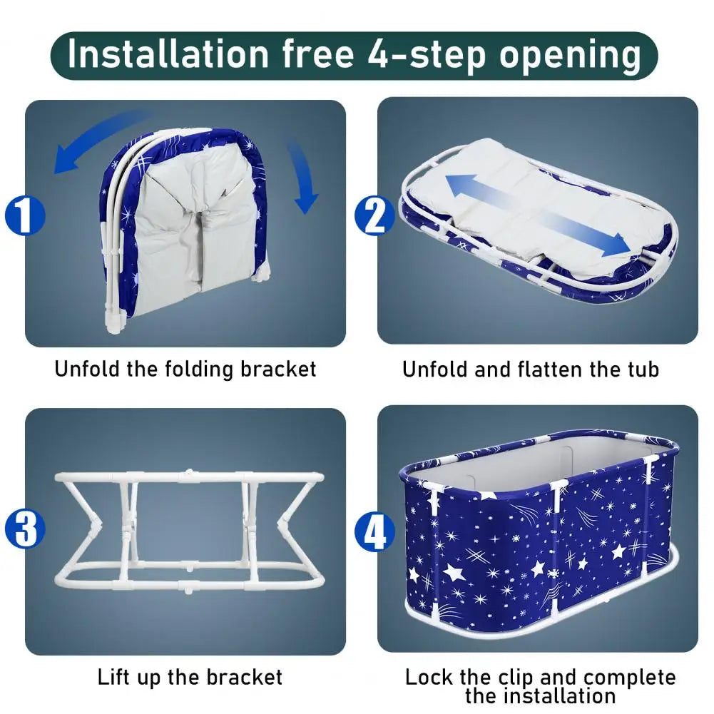 Collapsible Freestanding Bathtub for Adults, Foldable Spa Soaking Tub