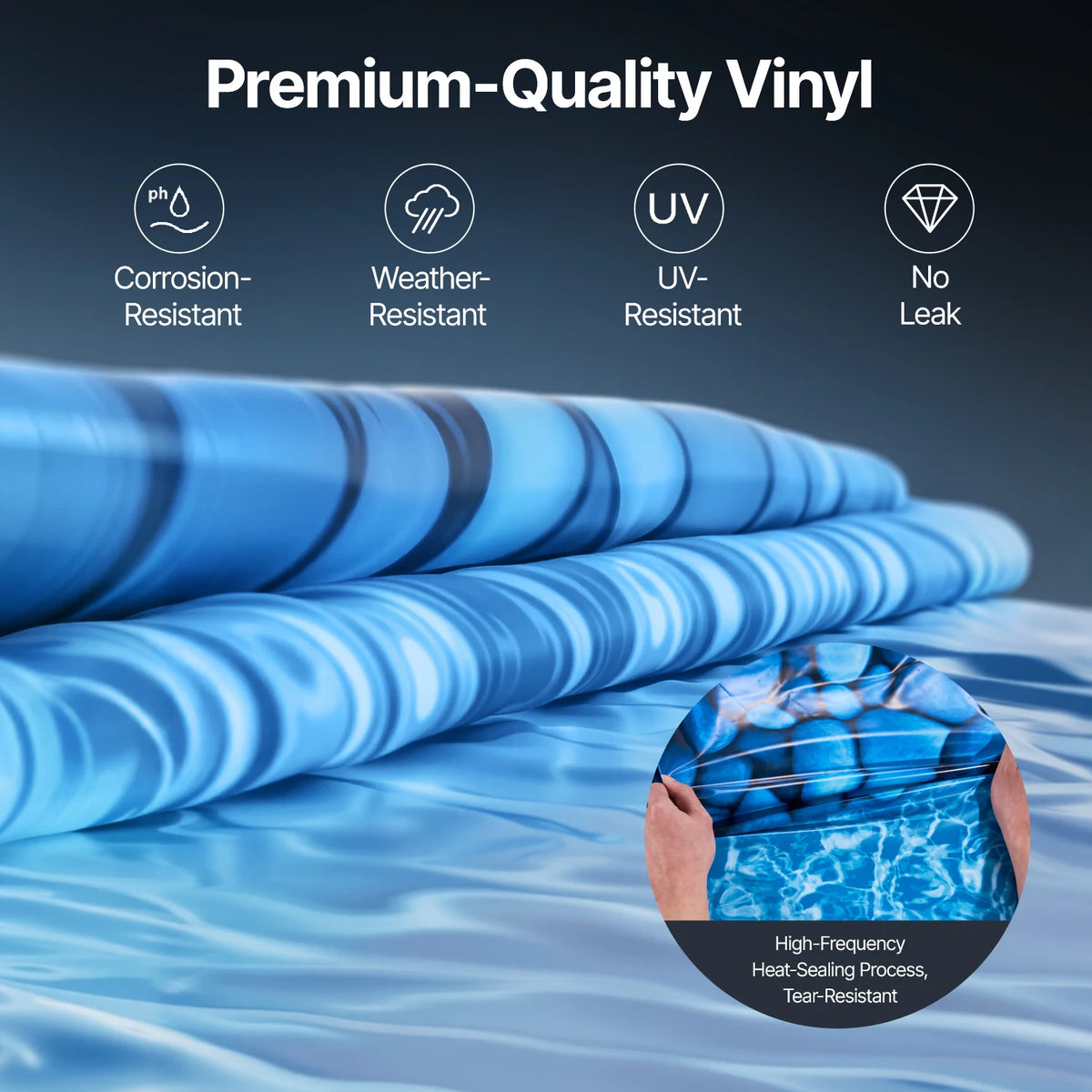 SucceBuy 18-Foot-by-33-Foot Oval Pool Liner for Overlap Above Ground Swimming Pools 48-to-54in Wall Height Standard Gauge Vinyl
