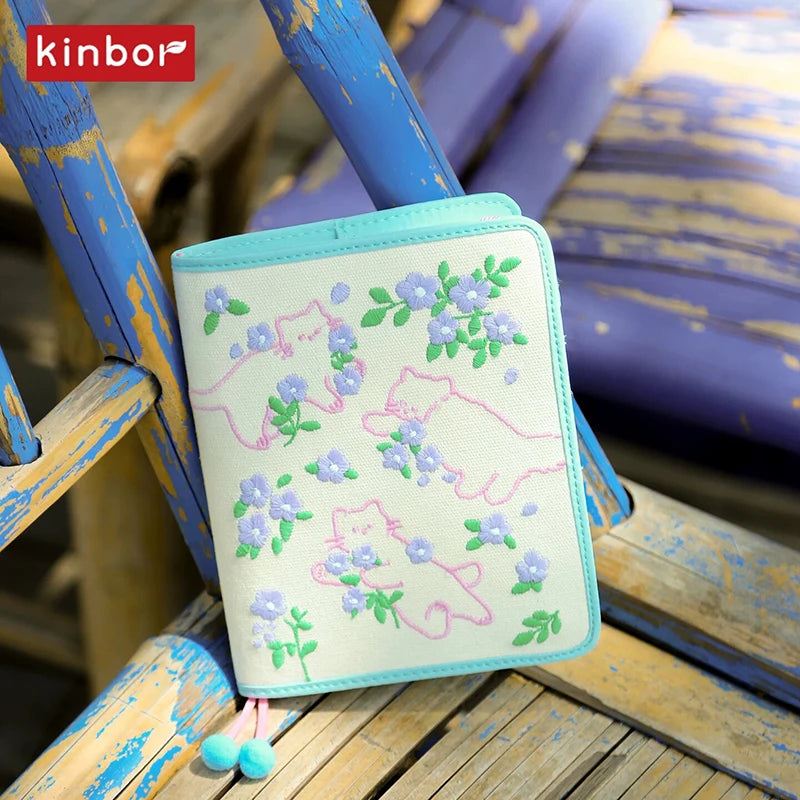Kinbor Original A6 Light-sensitive Color Changing Undated Planner, Cat Sunbathing Design, Healing Journal, Girls Stationery Gift
