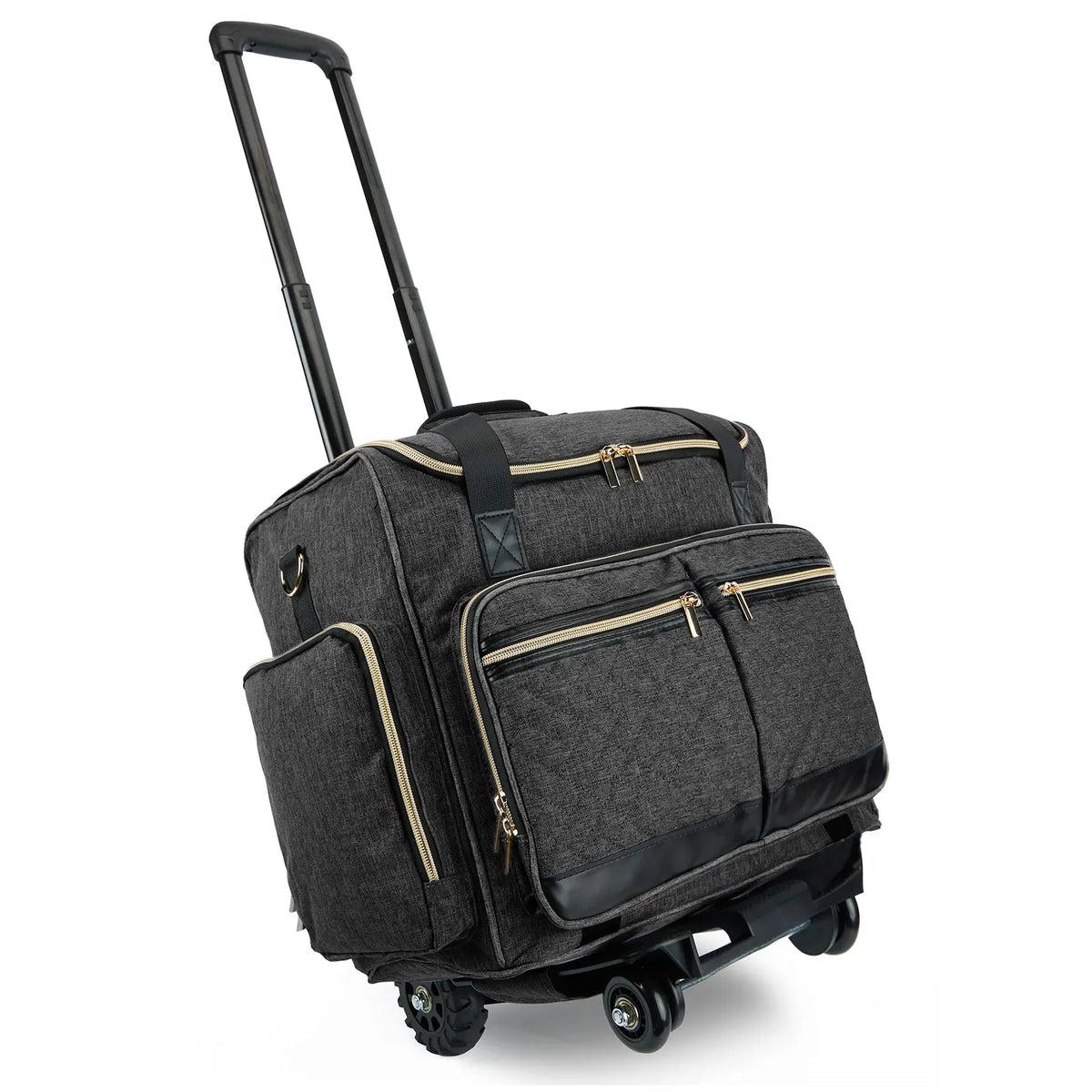 Rolling Teacher Bag With 4 Wheels, Art Tote Bag For Women With Detachable Dolly, Heavy Duty Briefcase With Padded Sleeves For 15.6" Laptop